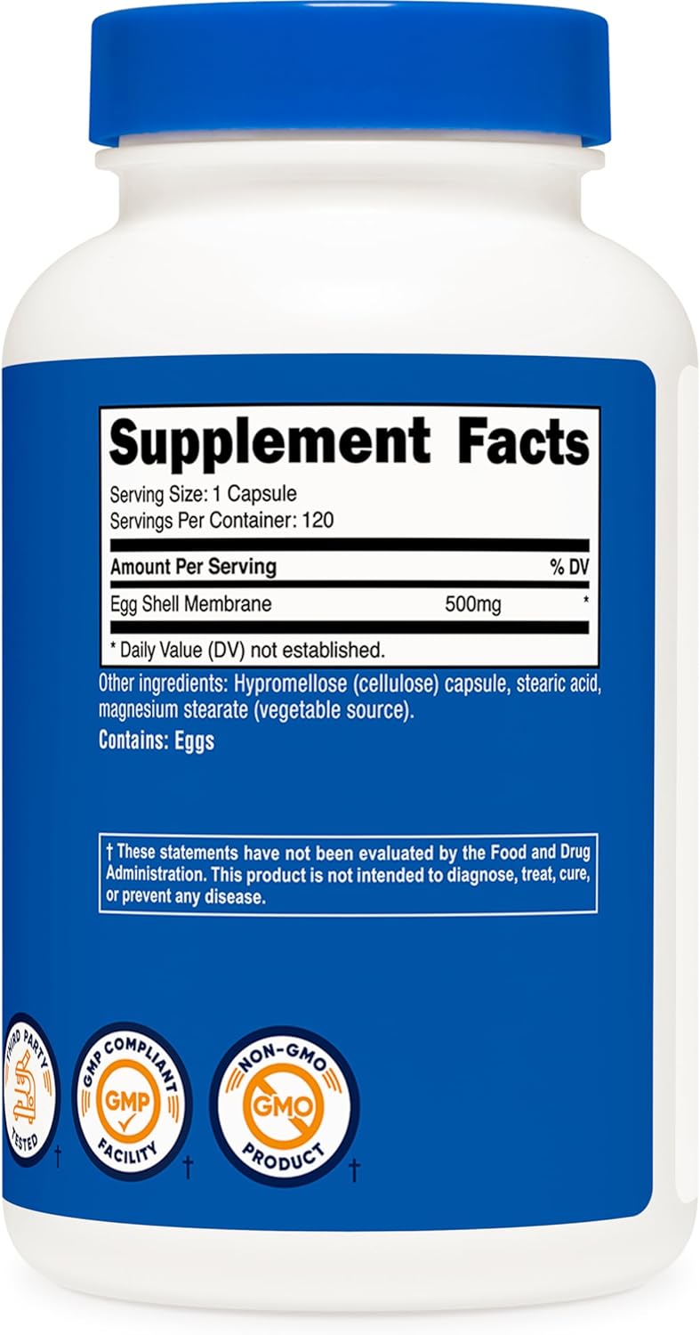 500 MG Nutricost Egg Shell Membrane Capsules - 120 Count, GMO and Gluten Free