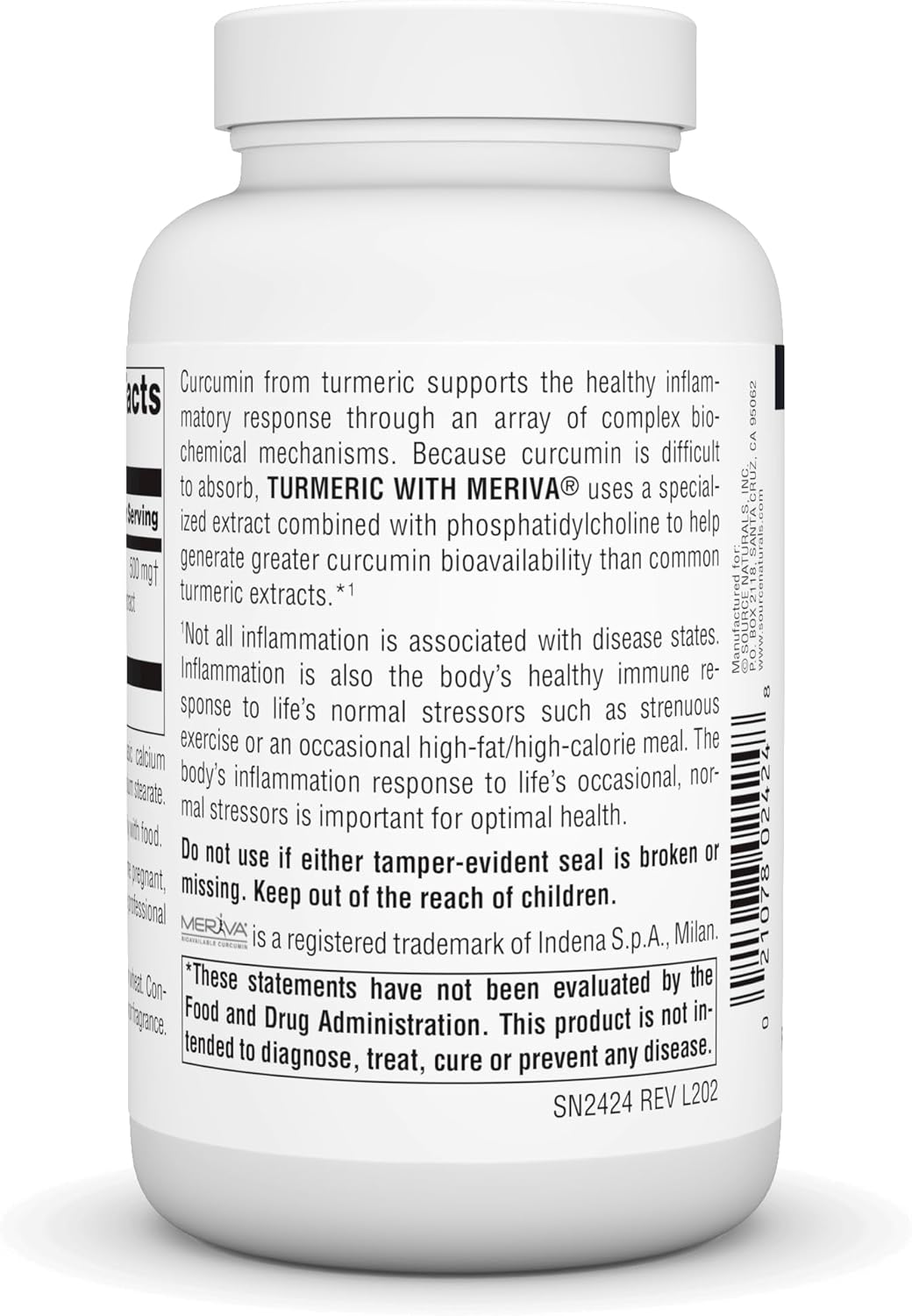 500 mg Source Naturals Turmeric with Meriva Capsules for Healthy Inflammatory Response - 120 Count