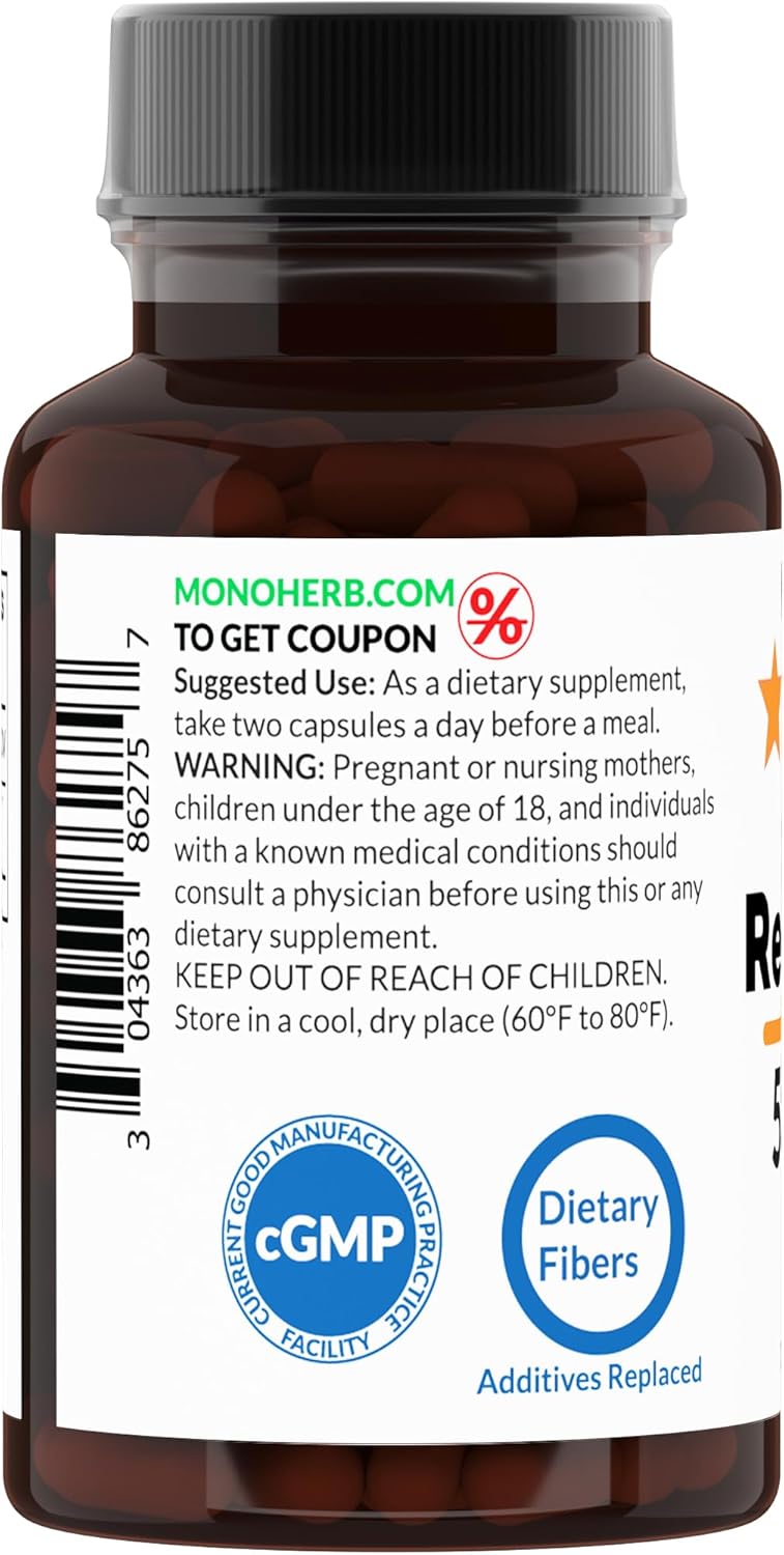 500 mg Trans Resveratrol Supplement - 60 Vegetarian Capsules - High Potency Antioxidant - 30 Day Supply