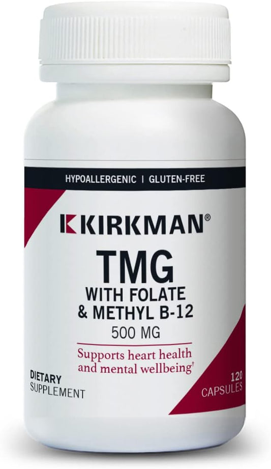 500 mg Trimethylglycine Capsules with Folinic Acid and B12 - 120 Hypo Capsules by Kirkman