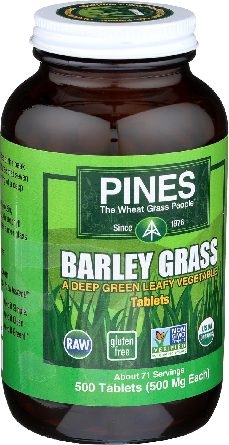 500 Tablets of Pines Organic Barley Grass Supplement, 500mg per Tablet