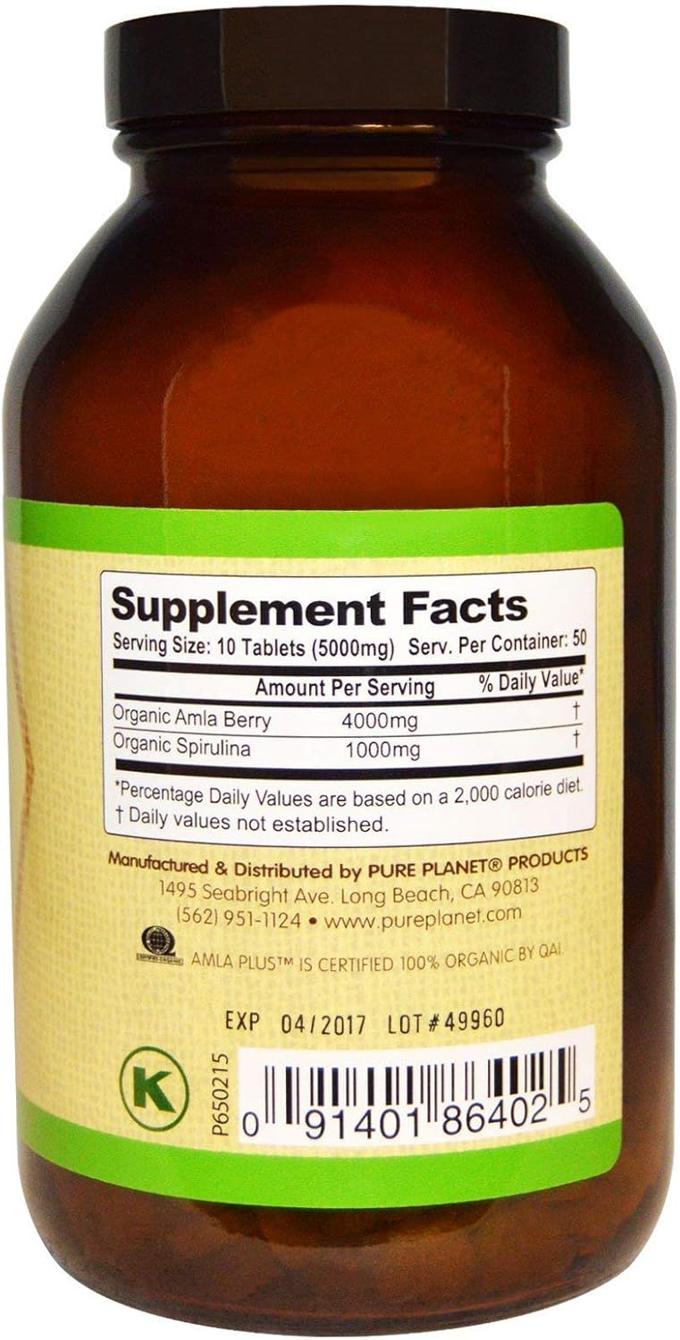 500 Tablets of Pure Planet Amla Plus - Natural Vitamin C Supplement