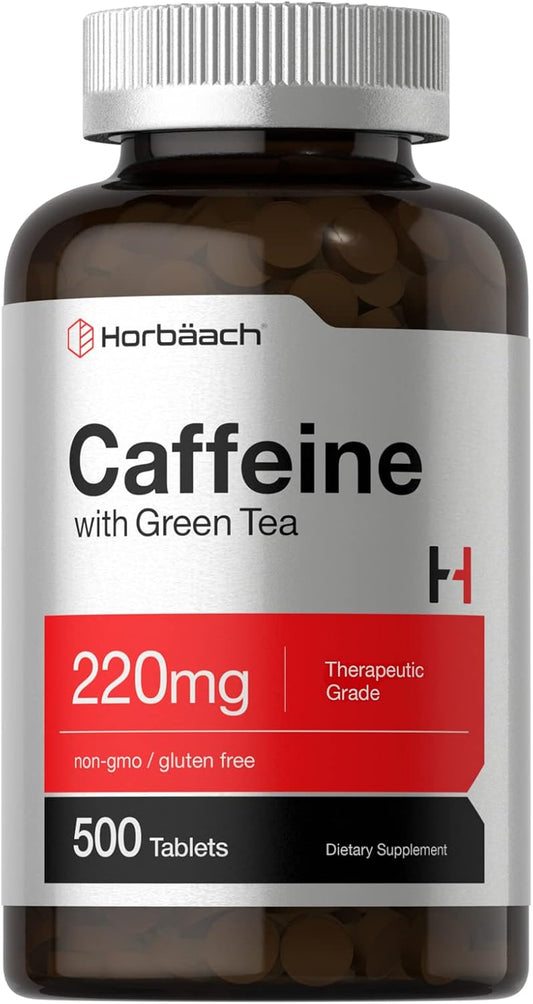 500 Vegetarian Caffeine Pills with Green Tea - 200mg, Non-GMO & Gluten Free