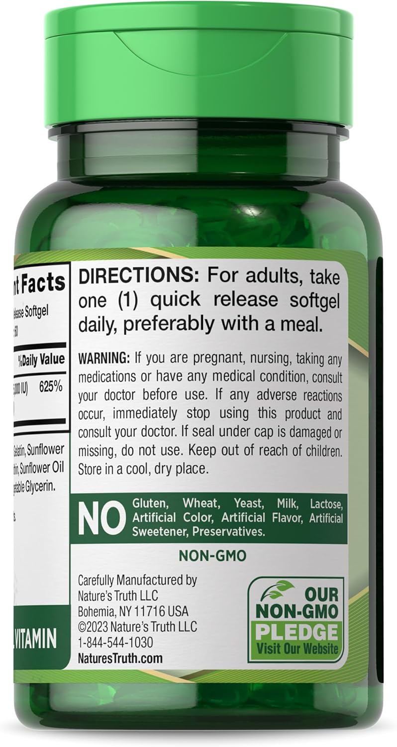5000 IU Liposomal Vitamin D3 Softgels - Non-GMO & Gluten Free - 60 Count