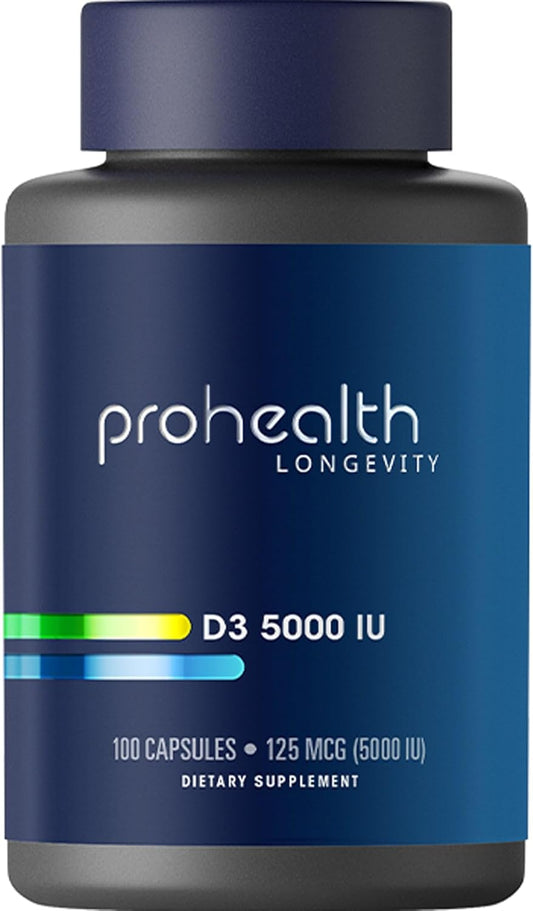 5000 IU ProHealth Vitamin D3 Capsules - 100 Count