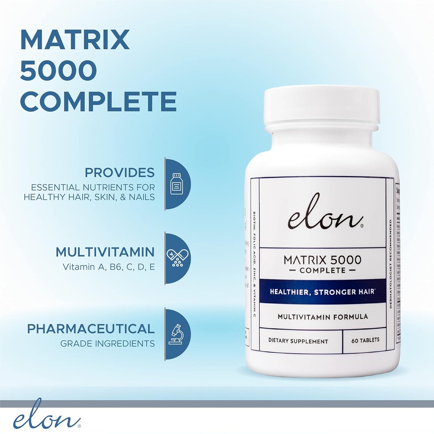 5000Mcg Biotin Supplement for Hair, Skin, and Nails - Multivitamin for Healthy Hair Growth - Men & Women - 60 Day Supply