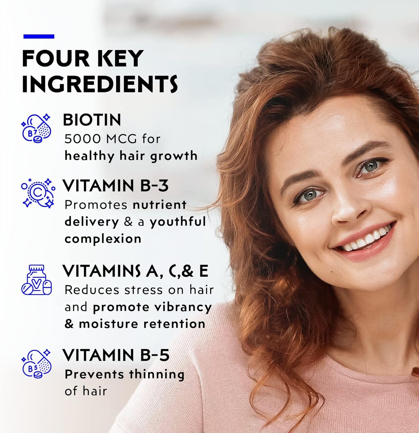 5000Mcg Biotin Supplement for Hair, Skin, and Nails - Multivitamin for Healthy Hair Growth - Men & Women - 60 Day Supply