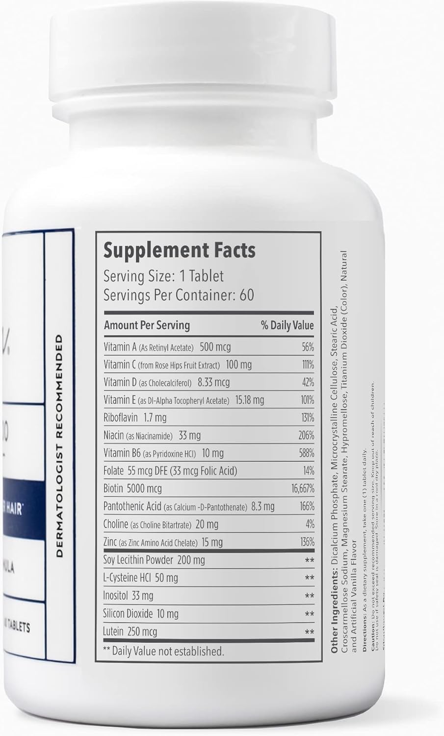 5000Mcg Biotin Supplement for Hair, Skin, and Nails - Multivitamin for Healthy Hair Growth - Men & Women - 60 Day Supply