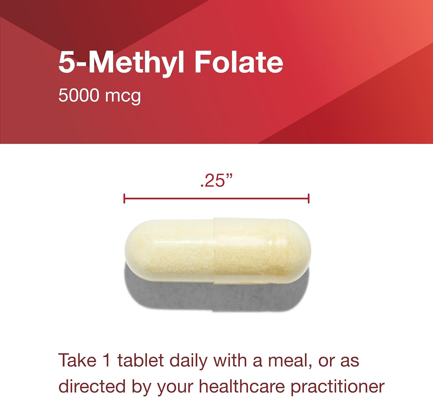 5,000mcg Protocol 5-Methylfolate for Brain Support - High Bioavailability Folate Supplement - Vegan & Kosher - 50 Capsules