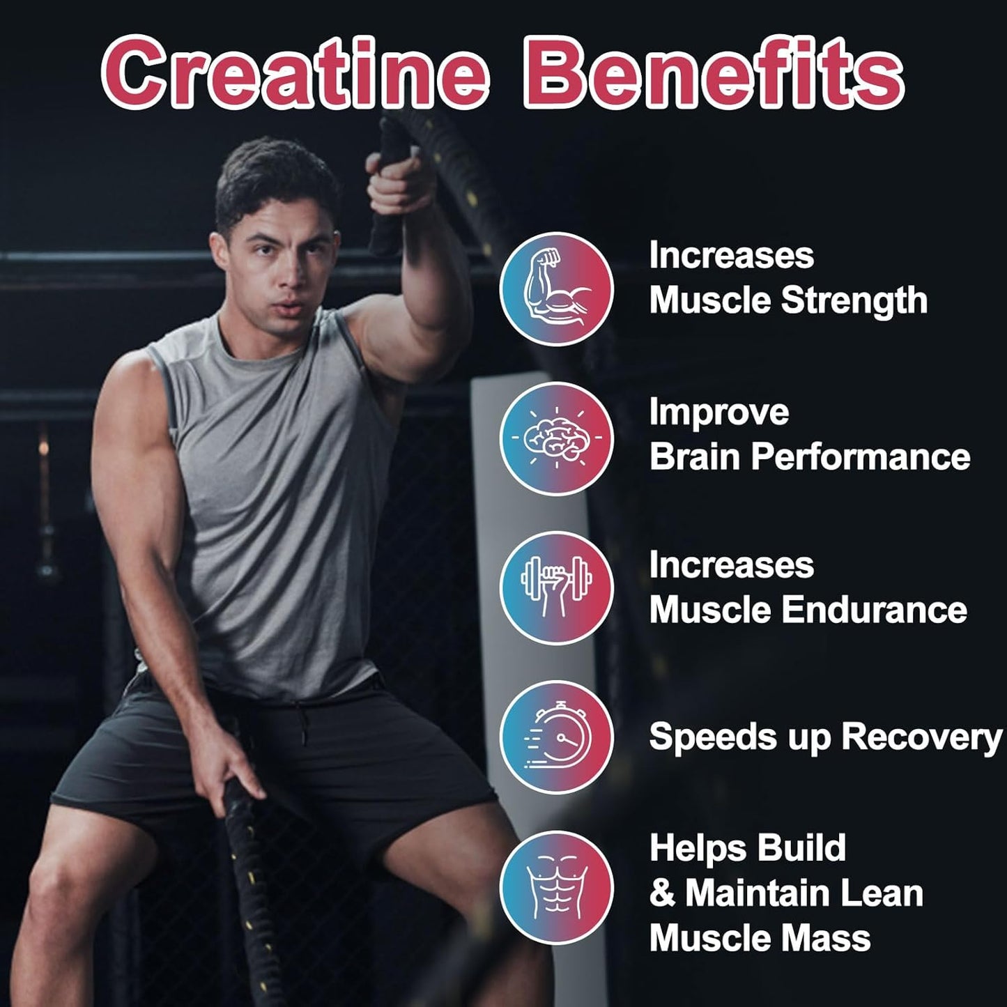 5000mg Creatine Monohydrate Gummies - Sugar Free Chewables for Muscle Strength & Energy - 120 CT Raspberry Flavor - Men & Women