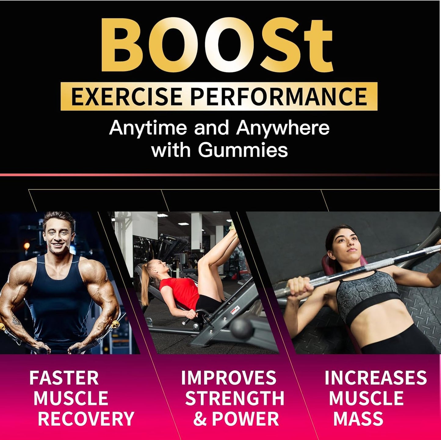 5000mg Creatine Monohydrate Gummies for Men & Women - Muscle Strength, Energy Boost, Pre-Workout Supplement - 90 Chewables - Strawberry Flavor.