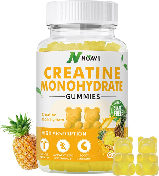 5000mg Creatine Monohydrate Gummies for Muscle Strength & Energy Boost - Pineapple Flavor - 90 Count - Pre-Workout Supplement for Men & Women
