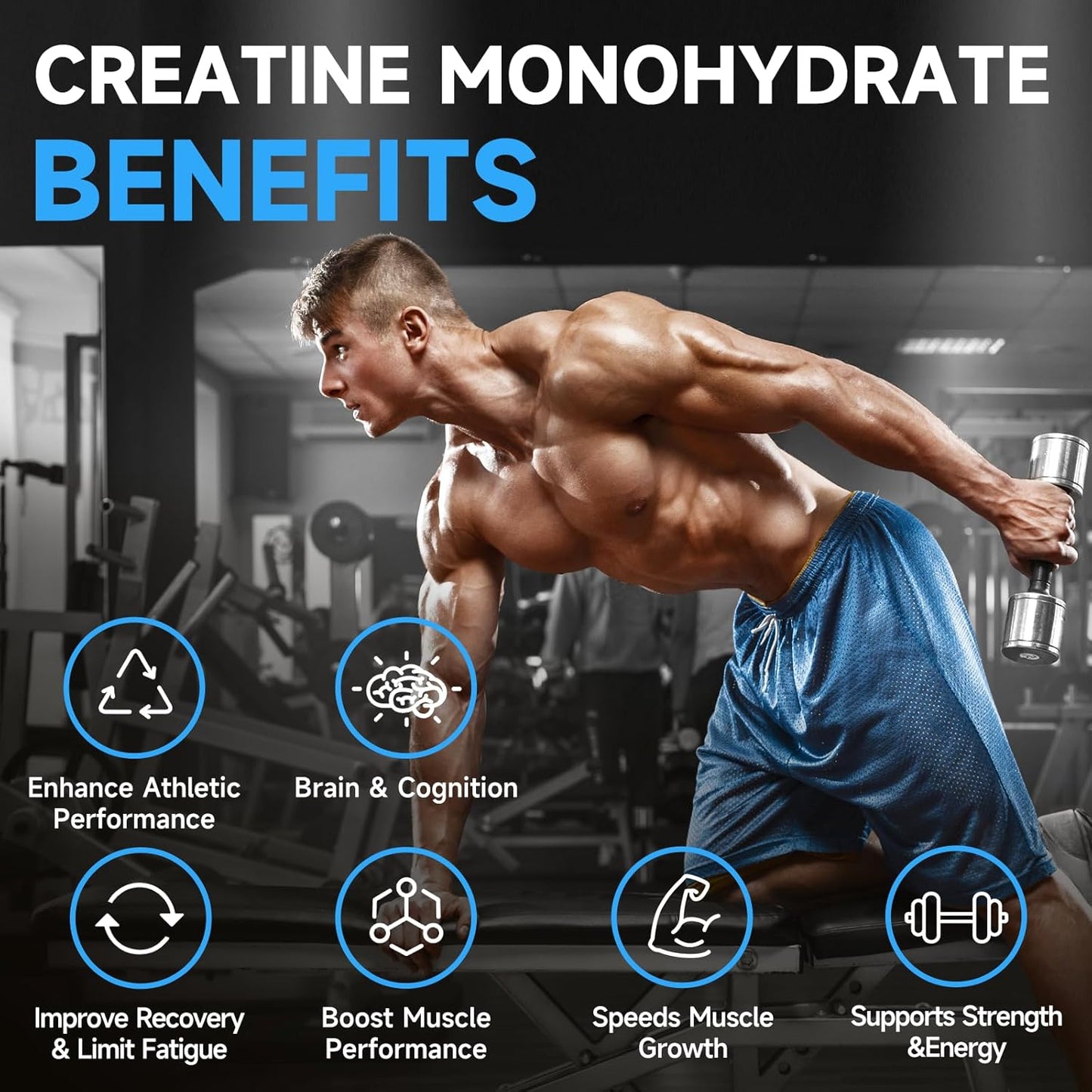 5000mg Creatine Monohydrate Gummies with L-Taurine & B12 - Sugar-Free Vegan Supplement for Focus, Strength & Endurance - Mixed Berry Flavor, 120 ct