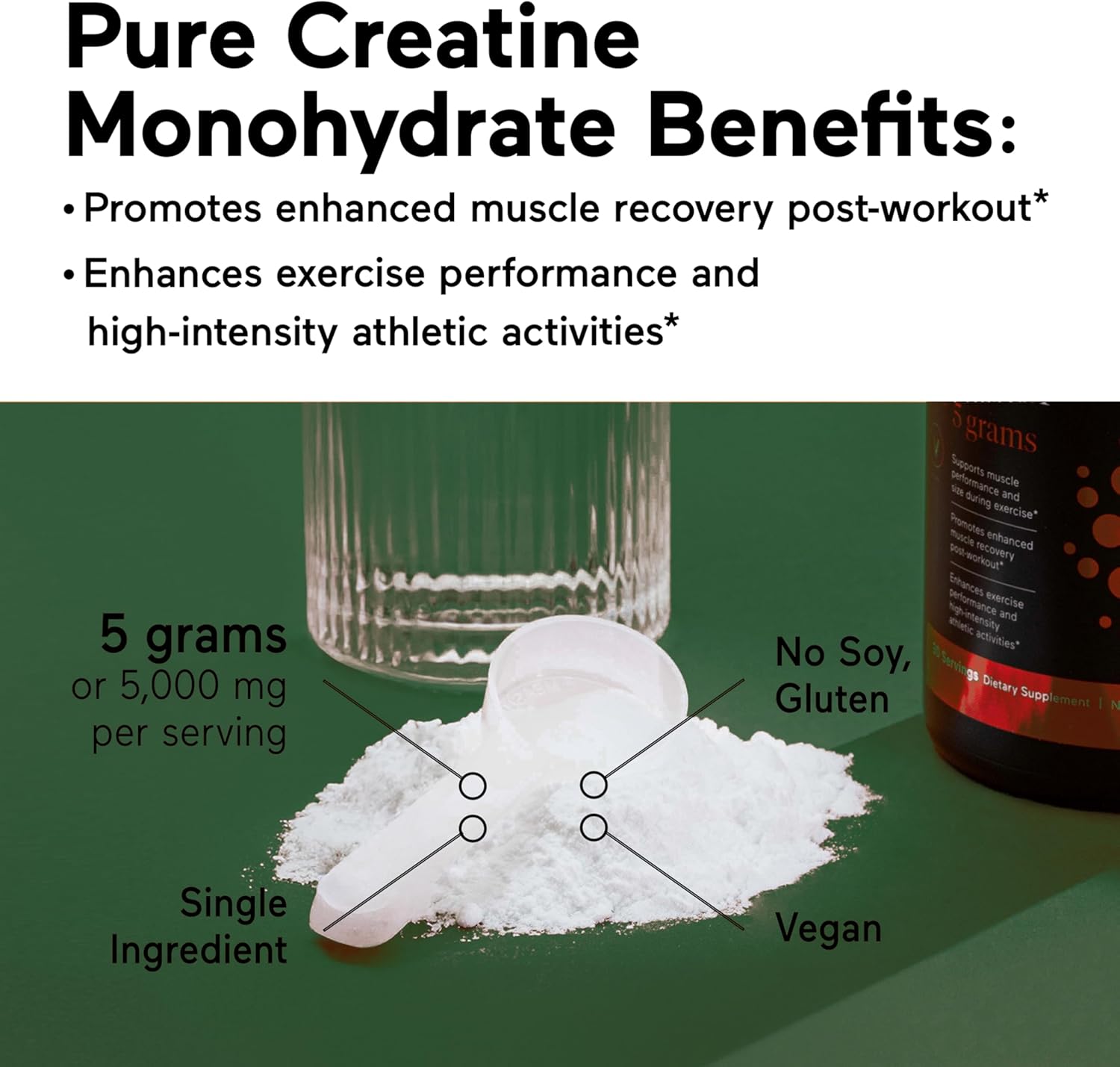 5000mg Creatine Monohydrate Powder - 500g for Muscle Mass & Hydration - Keto Friendly & Gluten-Free - 100 Servings
