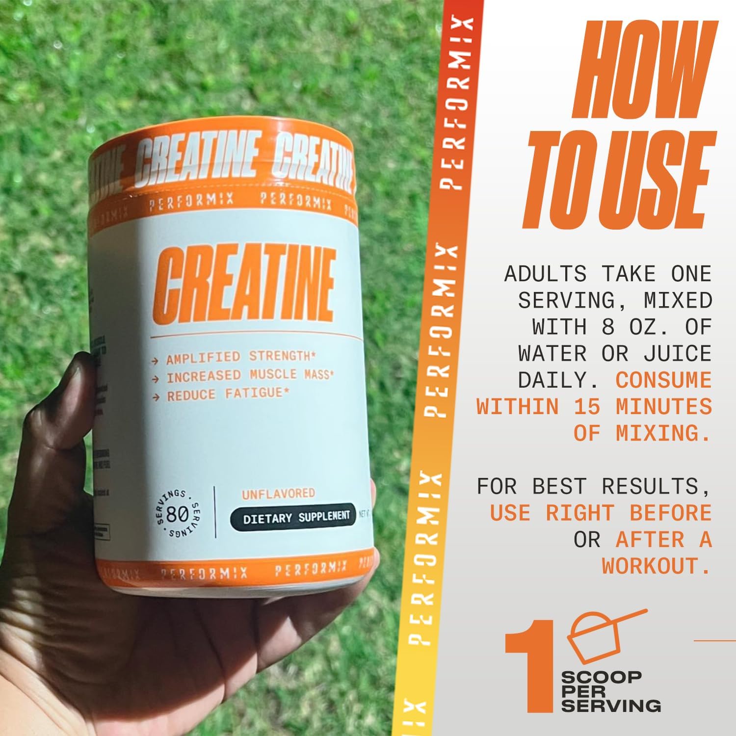 5000mg Creatine Monohydrate Powder for Muscle Mass & Strength - Pre Workout Supplement, Unflavored - 80 Servings, 400g