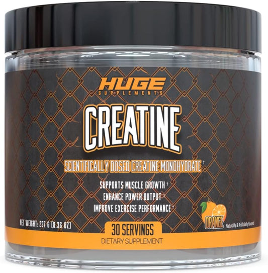 5000mg Creatine Monohydrate Powder for Performance Boost - Muscle Strength and Size, Orange Flavor - 30 Servings