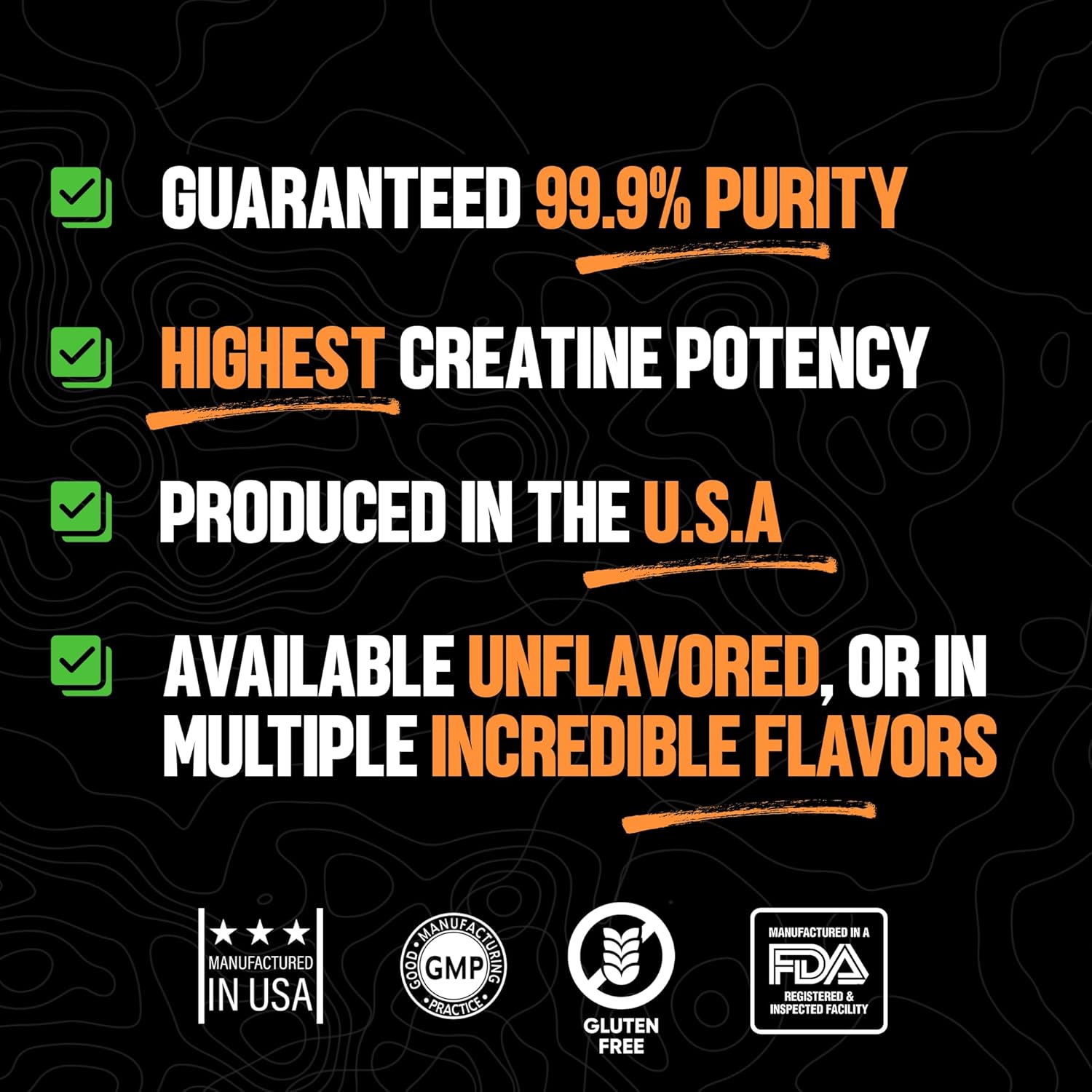 5000mg Creatine Monohydrate Powder for Performance Boost - Muscle Strength and Size, Orange Flavor - 30 Servings