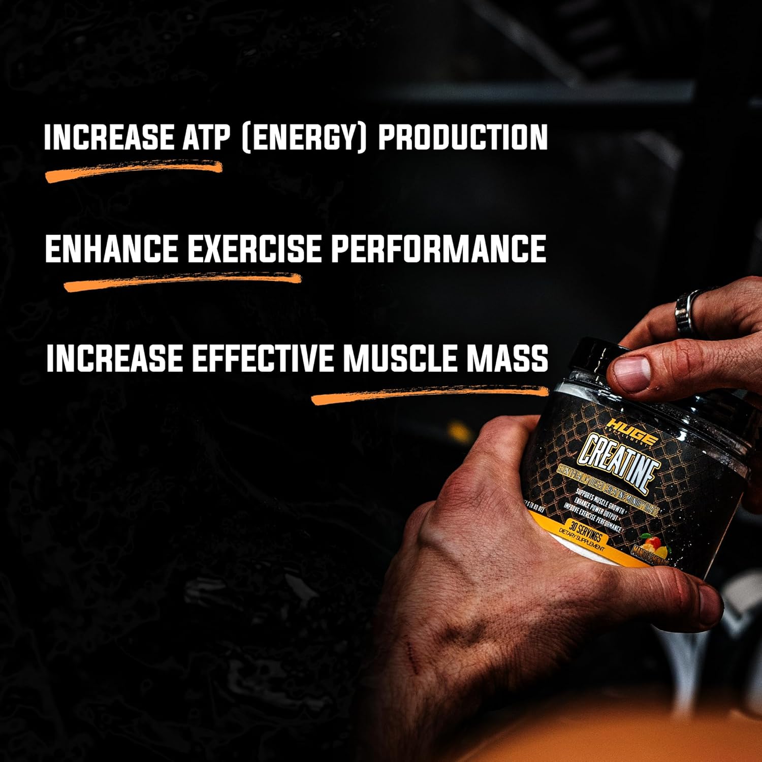 5000mg Creatine Monohydrate Powder for Performance Boost - Muscle Strength and Size, Orange Flavor - 30 Servings