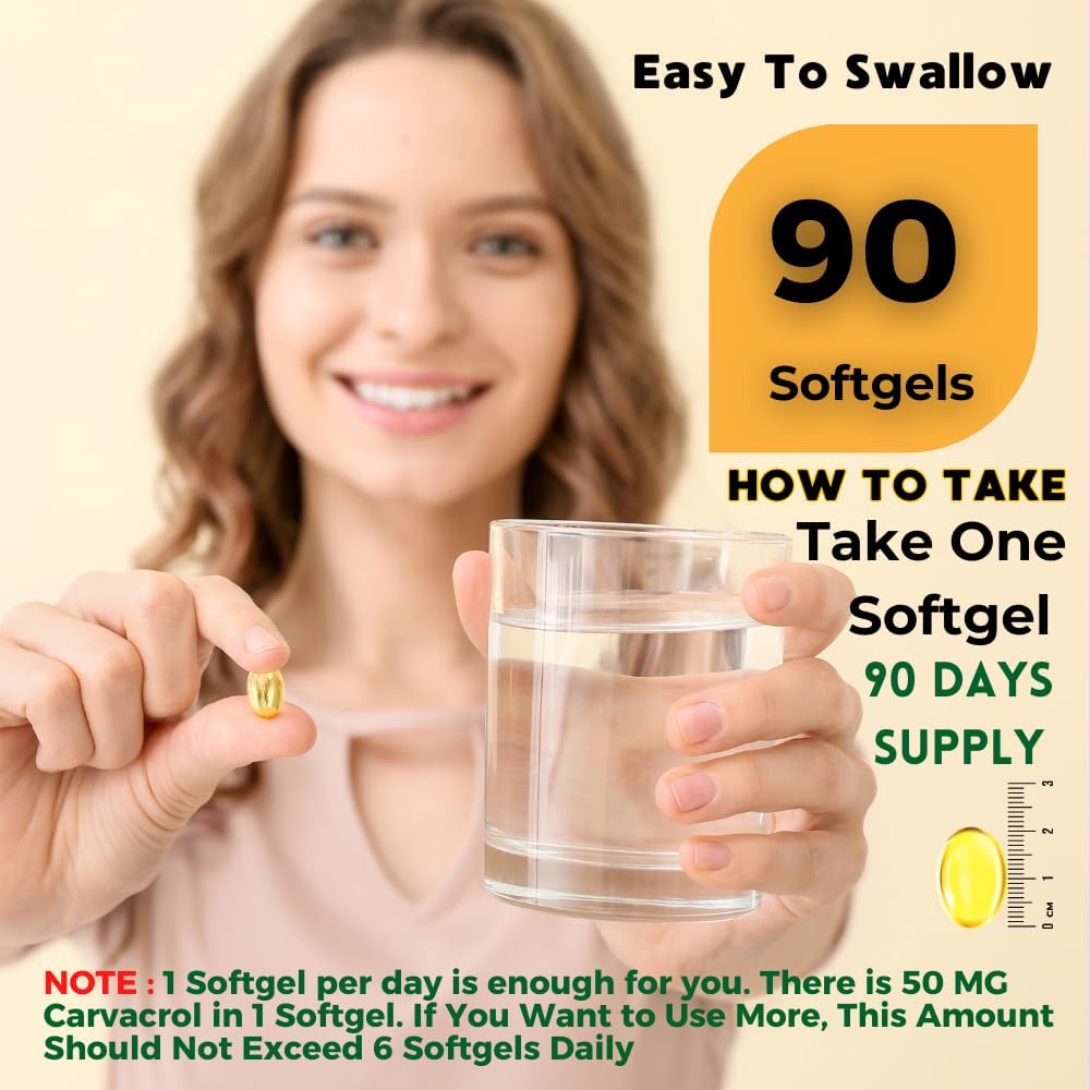 5000mg Oil of Oregano Softgels - 90 Capsules, Natural Carvacrol, Edible Food Grade, Potent Mediterranean Oregano Extract
