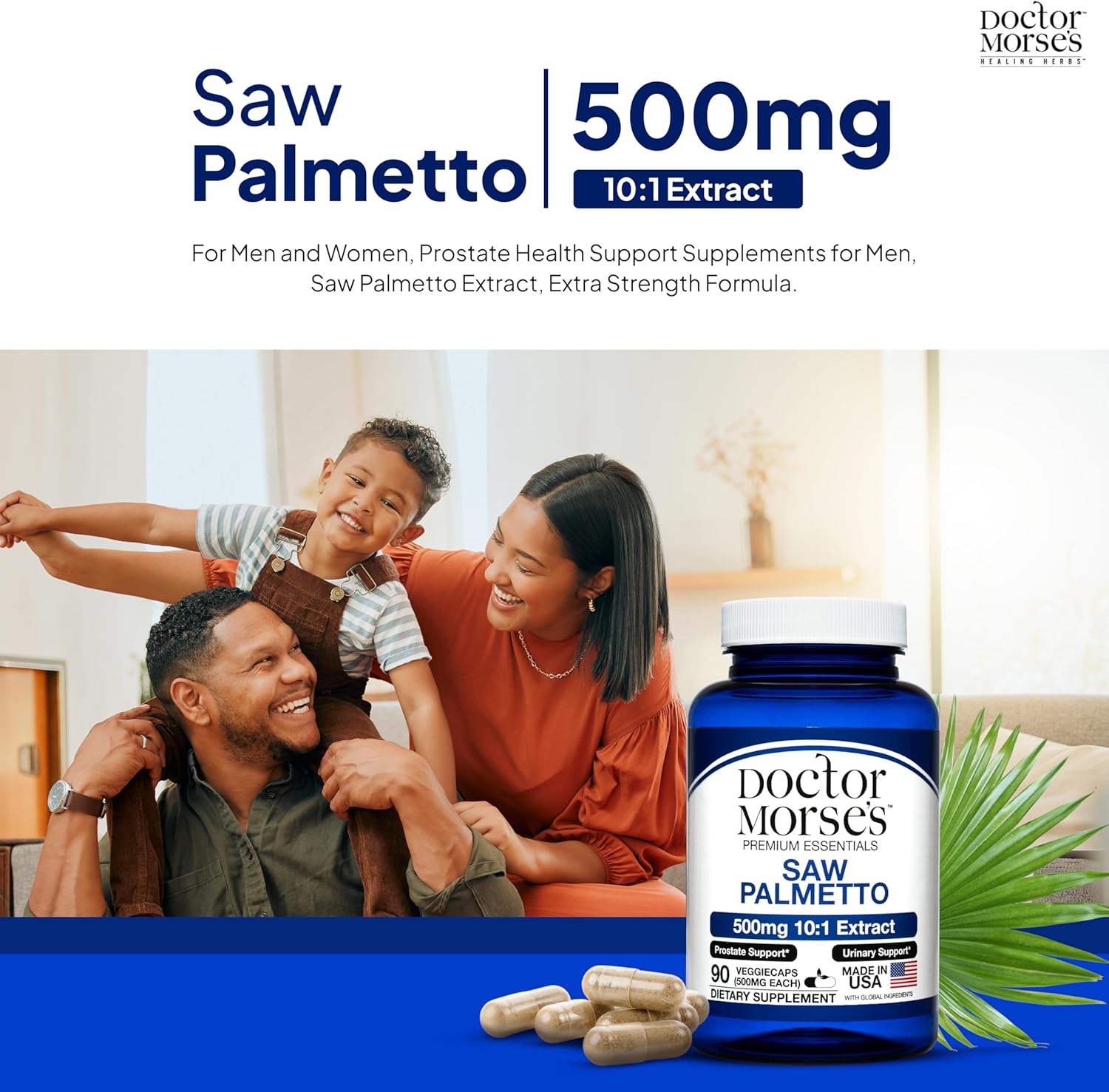 5000mg Saw Palmetto Extract for Prostate Health, Men and Women, Extra Strength Formula, 90 Capsules, FDA-Registered, NSF-Certified