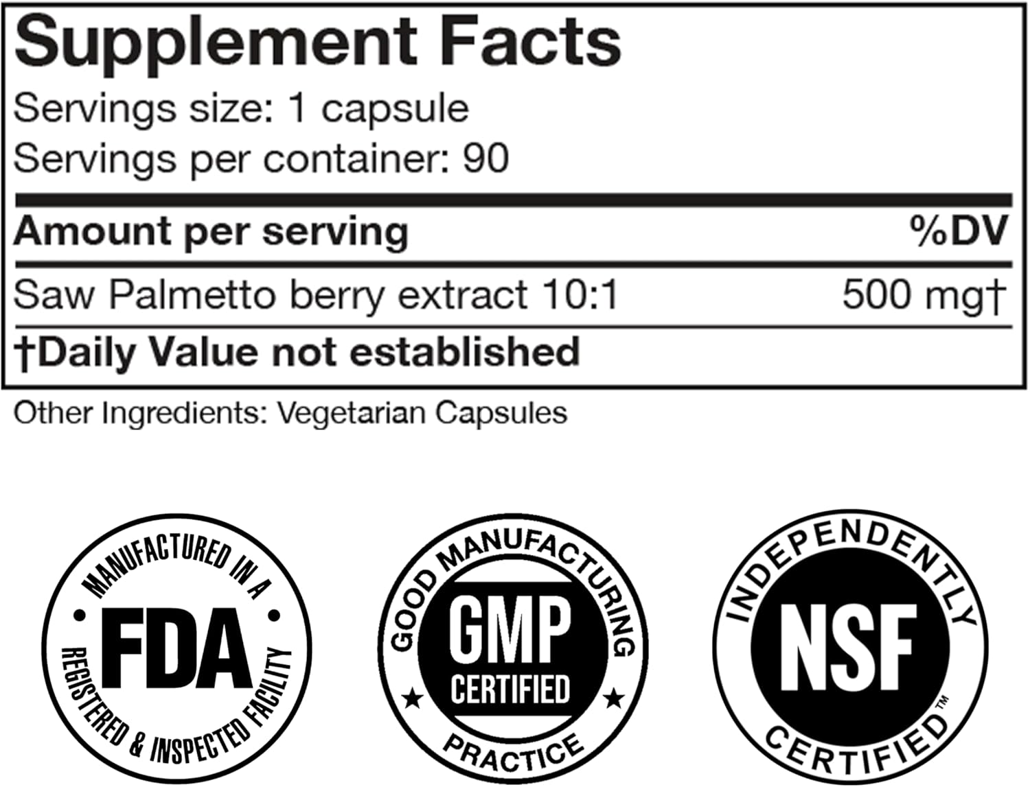 5000mg Saw Palmetto Extract for Prostate Health, Men and Women, Extra Strength Formula, 90 Capsules, FDA-Registered, NSF-Certified
