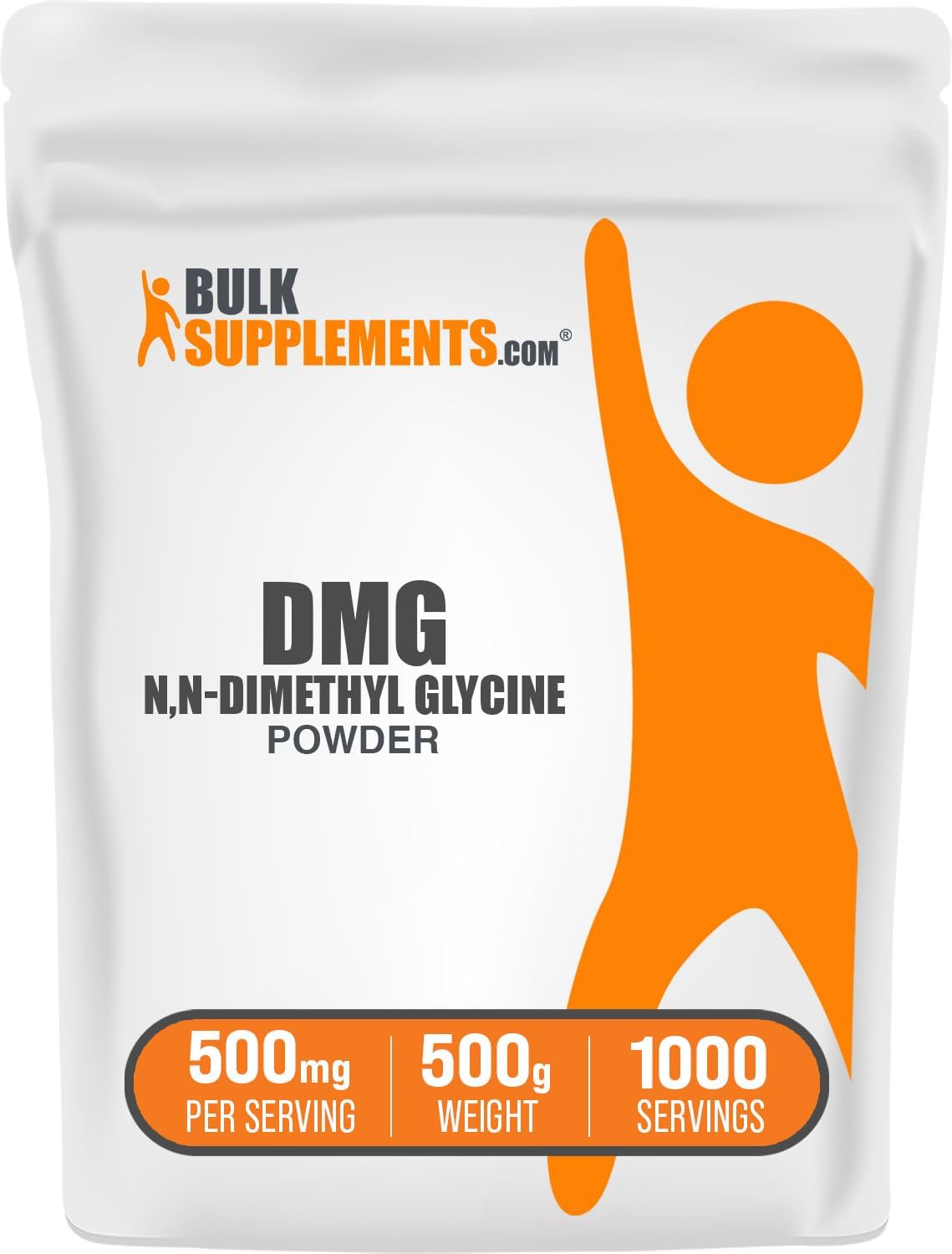 500g BulkSupplements.com DMG HCl Powder - N,N-Dimethylglycine HCl - Gluten Free Supplement - 500mg per Serving - 1.1 lbs Pack