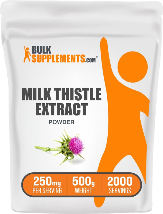 500g Milk Thistle Extract Powder for Liver Support - Silymarin Liver Cleanse Supplement for Dogs - BulkSupplements.com