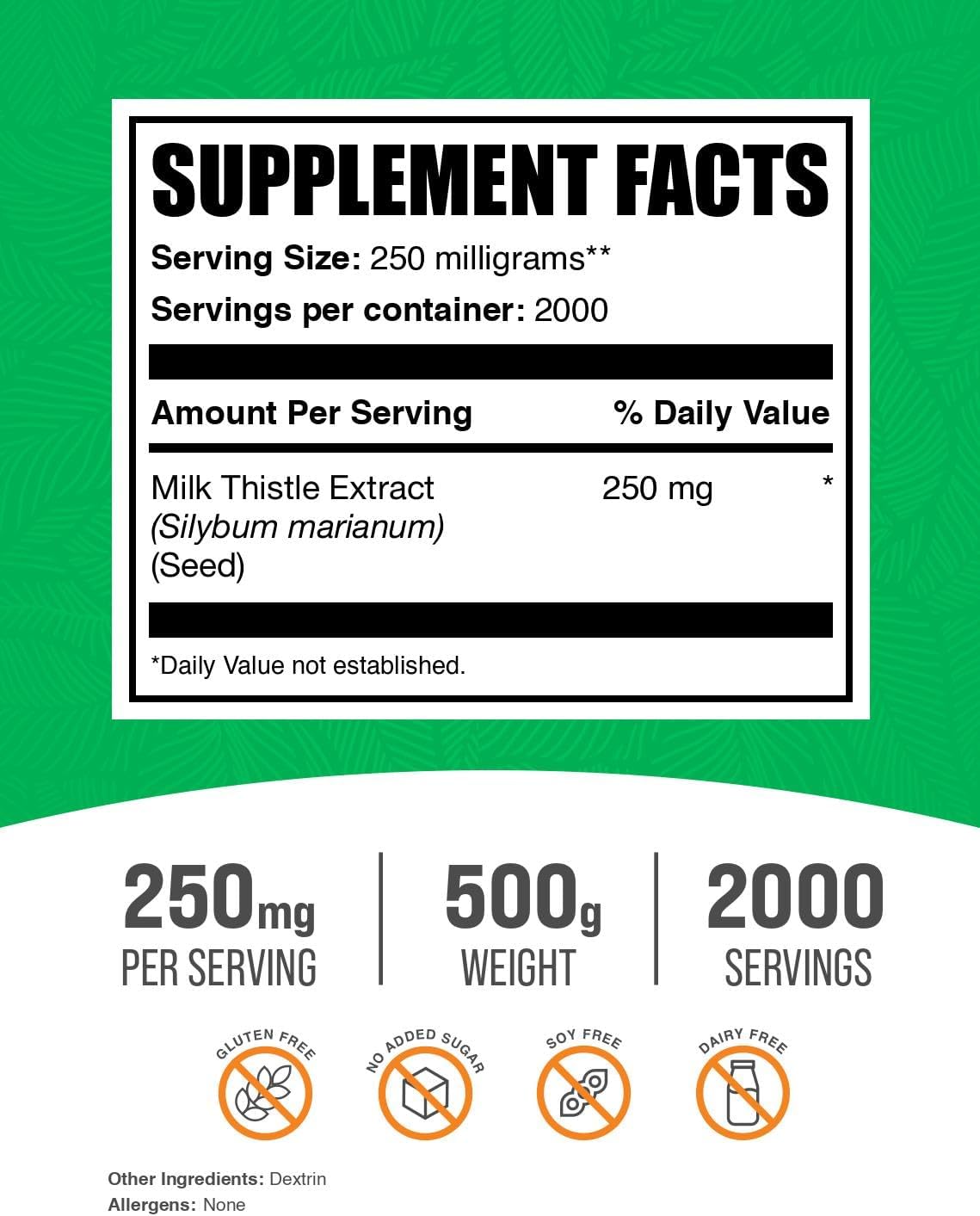 500g Milk Thistle Extract Powder for Liver Support - Silymarin Liver Cleanse Supplement for Dogs - BulkSupplements.com