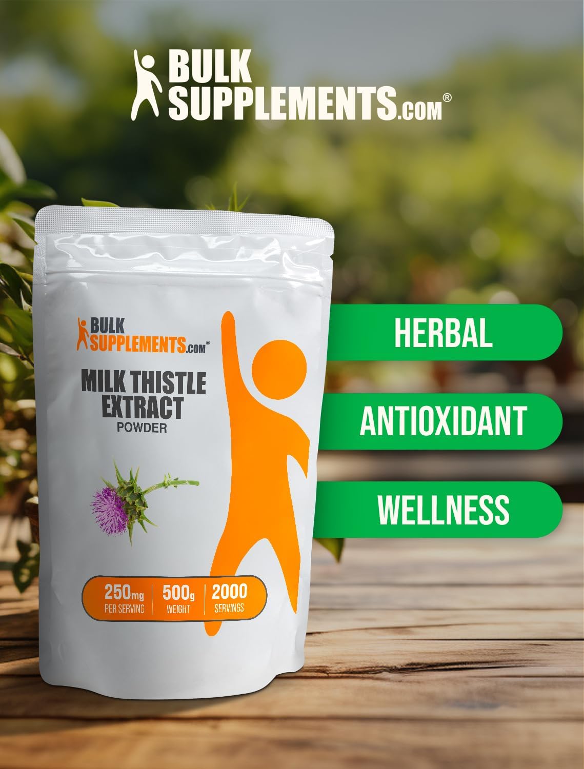 500g Milk Thistle Extract Powder for Liver Support - Silymarin Liver Cleanse Supplement for Dogs - BulkSupplements.com