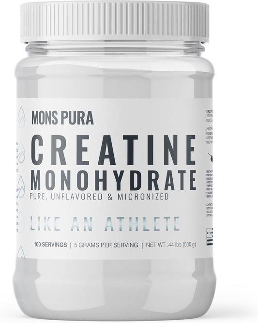 500g Mons Pura Creatine Monohydrate Powder - 100% Pure, Micronized, Unflavored - Supports Muscle Growth, Strength, and Endurance - Ideal for Athletes, Bodybuilders, Fitness Enthusiasts