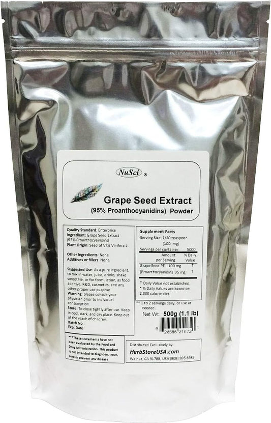 500g NuSci European Grape Seed Extract Powder - GMO Free & Non-Irradiated