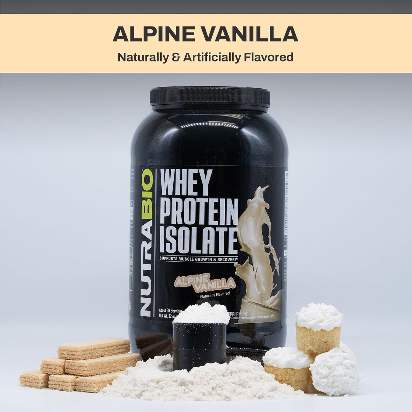500g NutraBio Creatine Monohydrate & Whey Protein Isolate Supplement Bundle for Muscle Energy, Lean Muscle Growth, Recovery, and Strength - Unflavored Creatine, Alpine Vanilla Protein