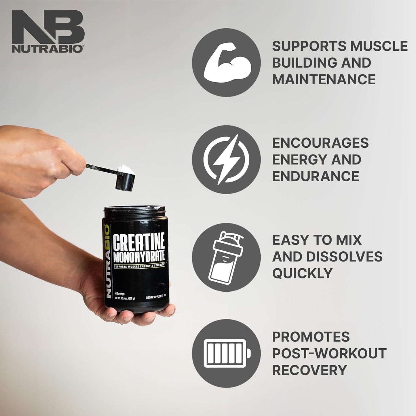 500g NutraBio Creatine Monohydrate & Whey Protein Isolate Supplement Bundle for Muscle Energy, Lean Muscle Growth, Recovery, and Strength - Unflavored Creatine, Alpine Vanilla Protein