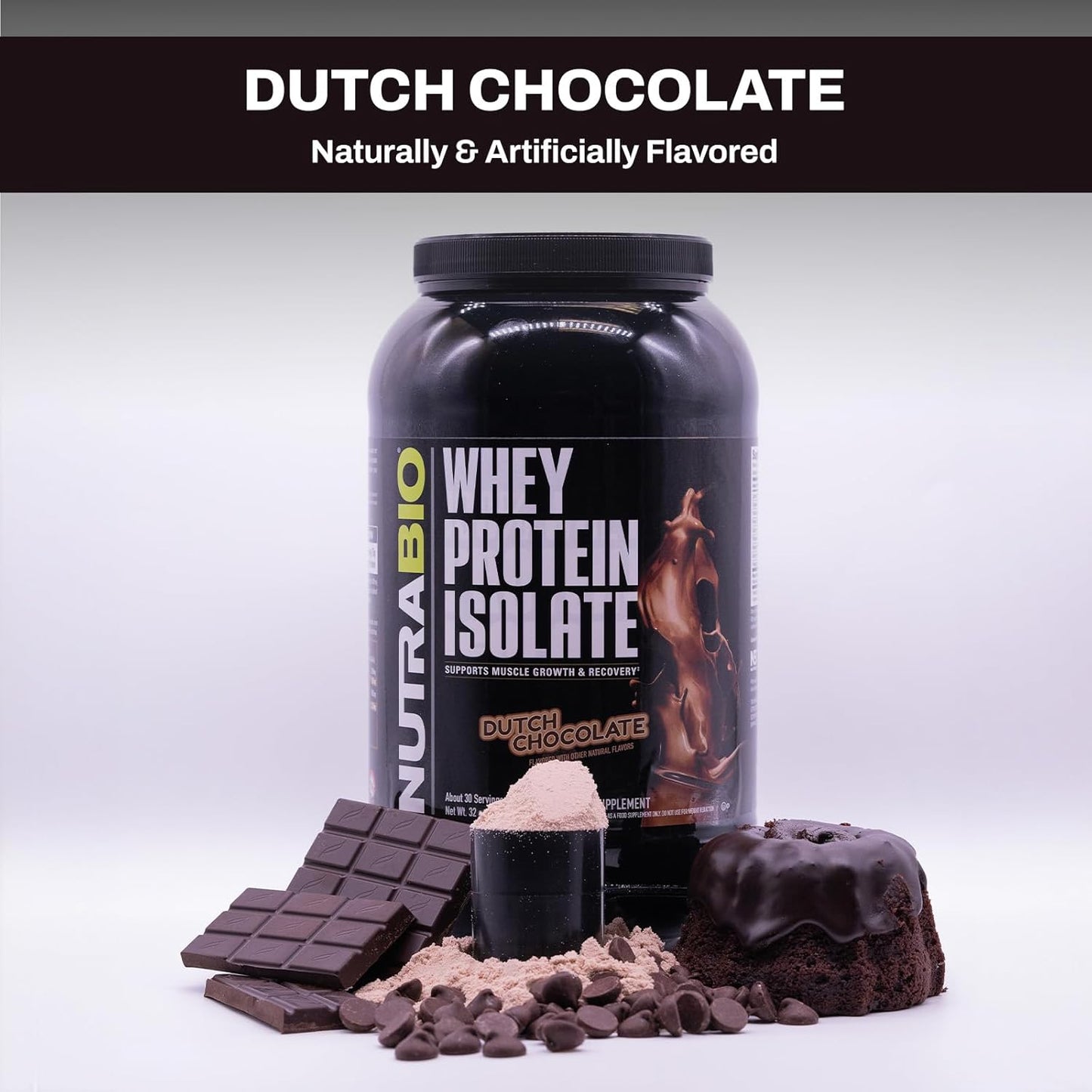 500g NutraBio Creatine Monohydrate & Whey Protein Isolate Bundle for Muscle Growth, Recovery, and Strength - Unflavored Creatine, Dutch Chocolate Protein