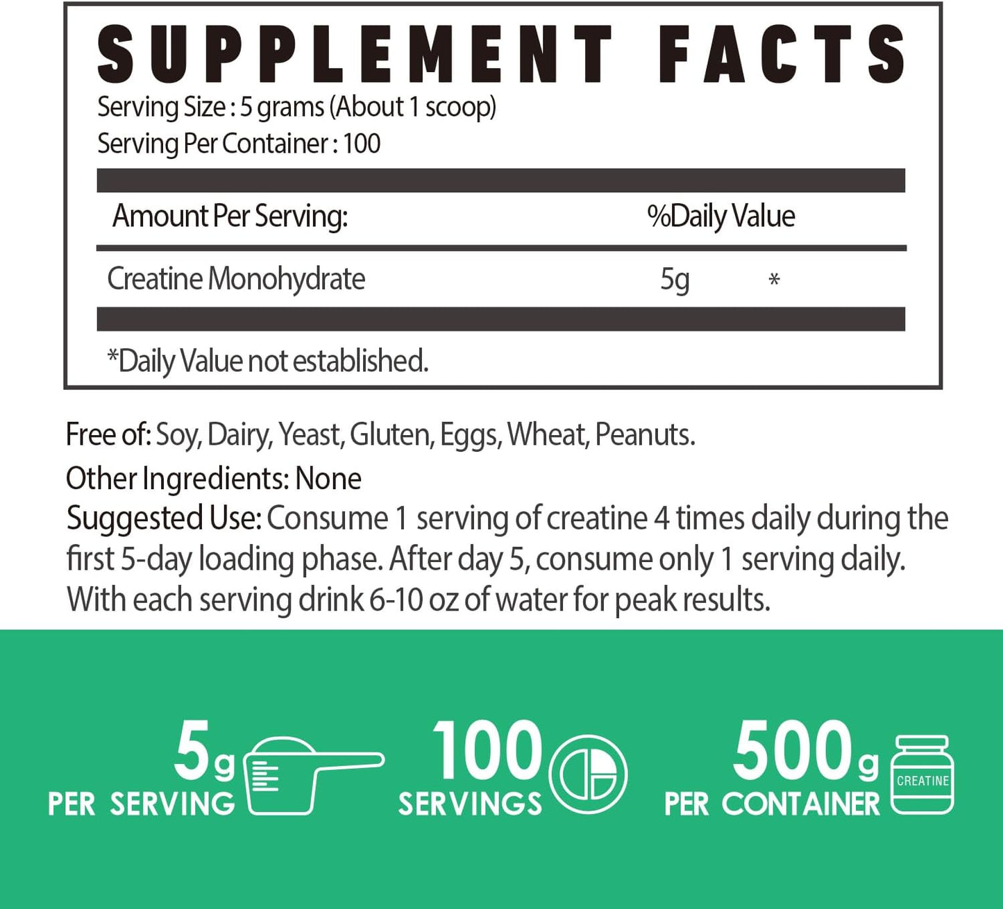 500g Nutri Potentia Pure Micronized Creatine Monohydrate Powder - Vegan Muscle Building Supplement for Men and Women, Unflavored - 100 Servings