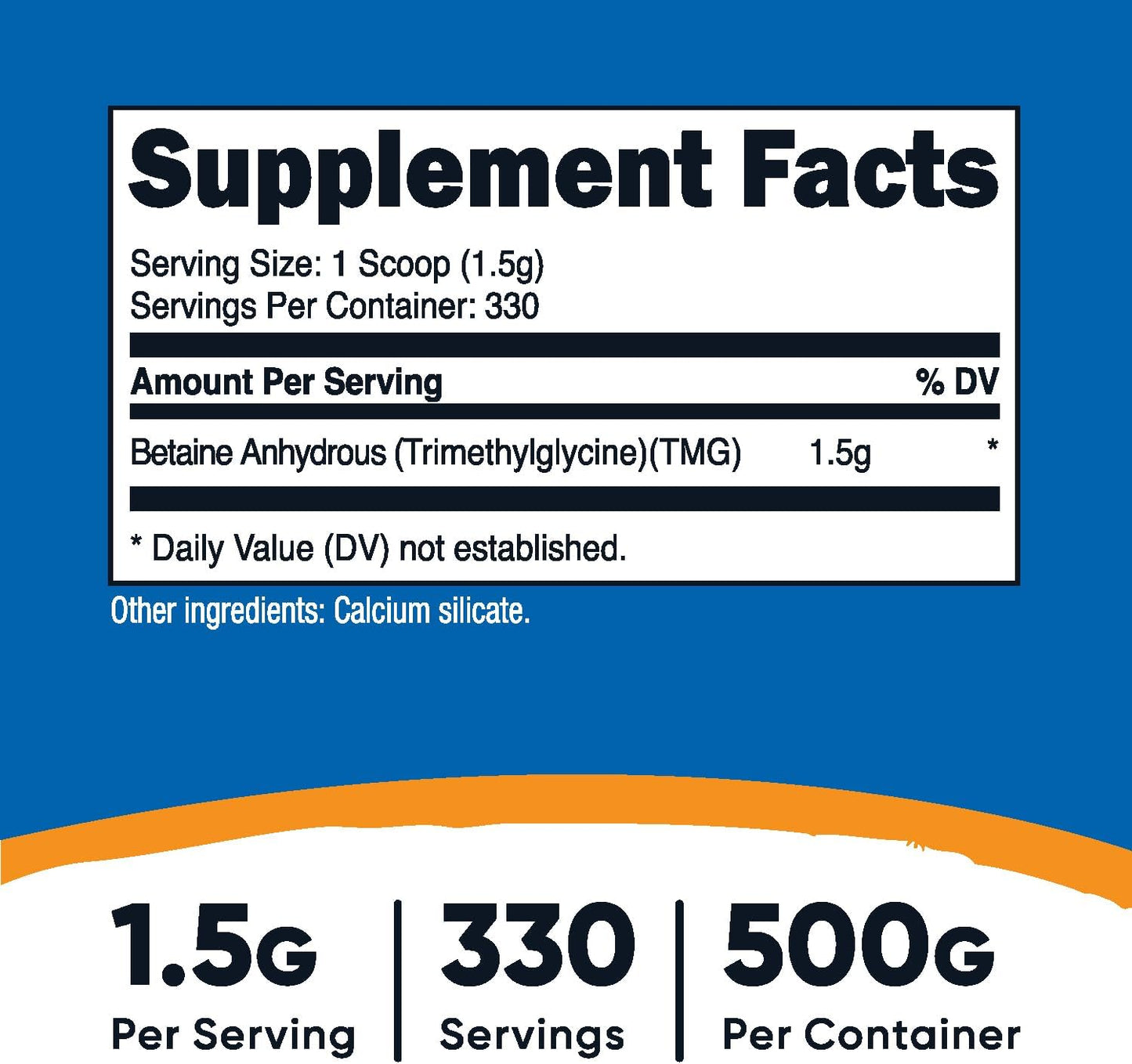500g Nutricost Betaine Anhydrous Trimethylglycine (TMG) Powder - High Quality Supplement