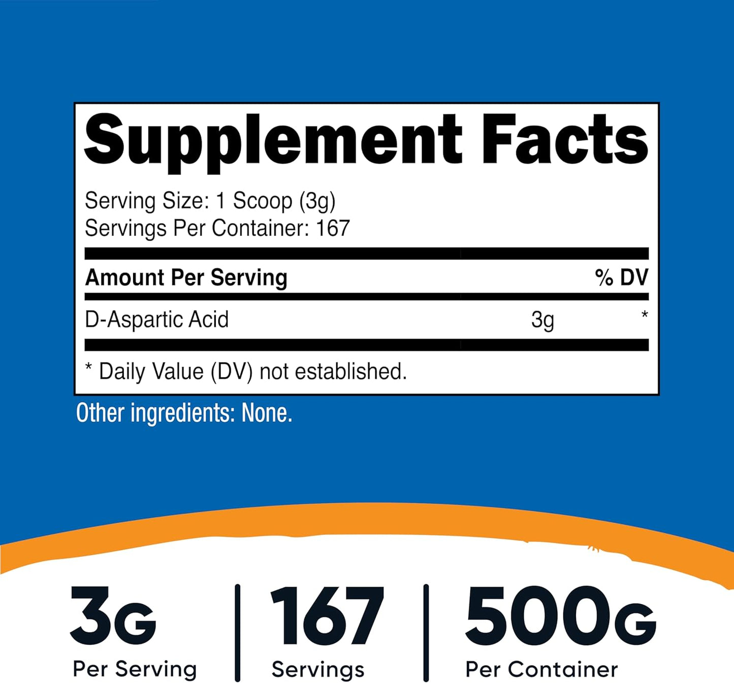 500G Nutricost D-Aspartic Acid (DAA) Powder - Premium DAA Supplement