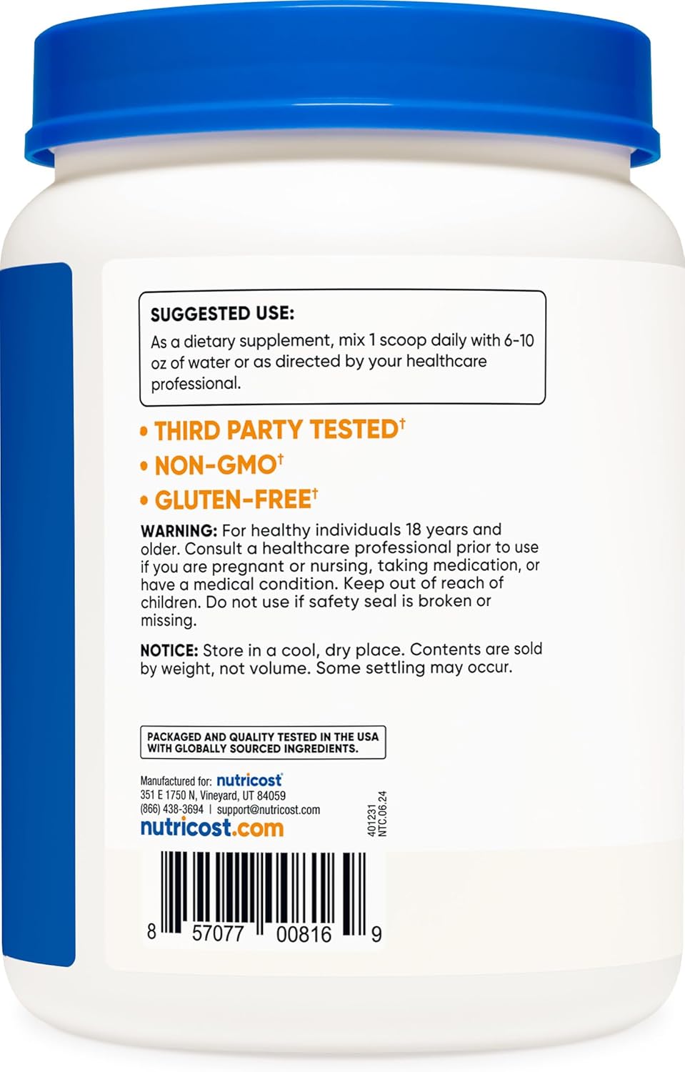 500G Nutricost D-Aspartic Acid (DAA) Powder - Premium DAA Supplement