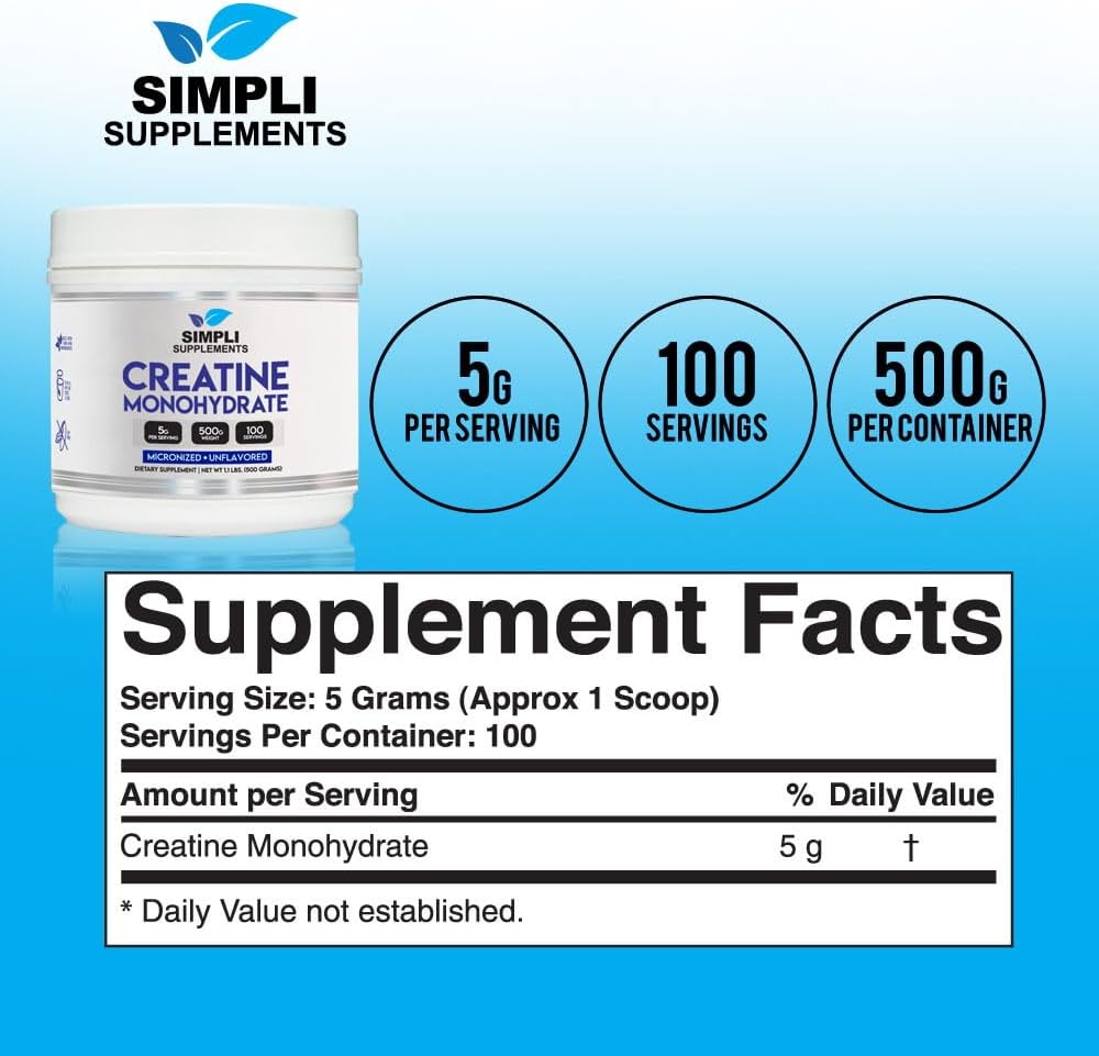 500g Premium Creatine Monohydrate Powder for Muscle Building & Recovery - Unflavored Supplement for Men and Women - Non-GMO & Vegan