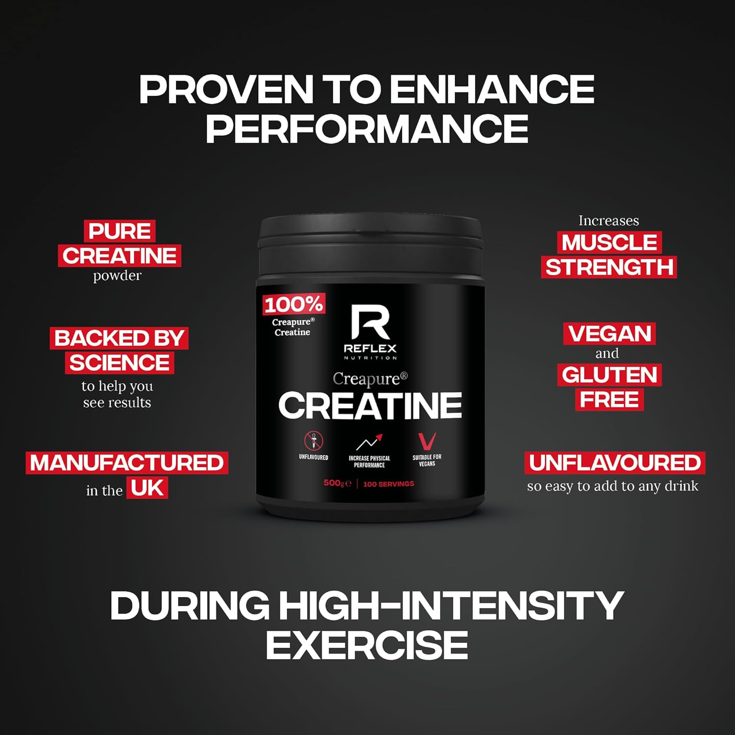 500g Reflex Creapure Creatine Powder by Reflex Nutrition