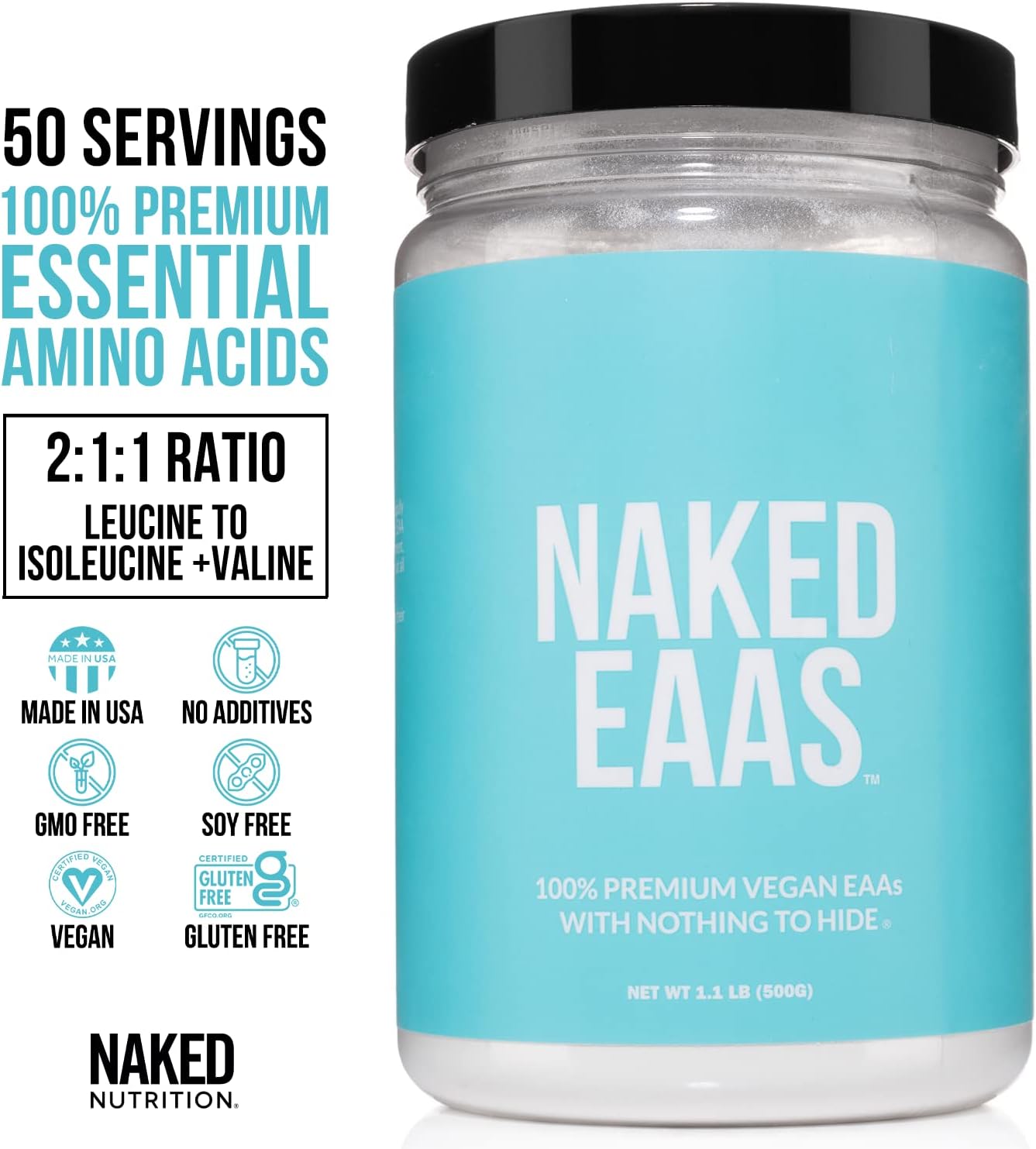 500g Unflavored Vegan BCAA and EAA Amino Acids Powder Bundle - All Natural Essential Amino Acids