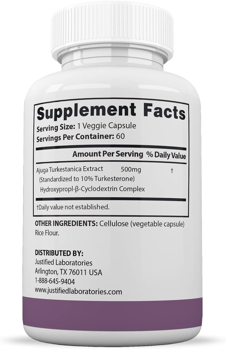 500mg 10% Standardized Turkesterone Capsules for Increased Stamina, Endurance, and Strength - 60 Count