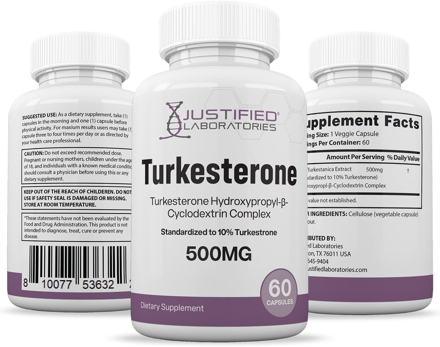 500mg 10% Standardized Turkesterone Capsules for Increased Stamina, Endurance, and Strength - 60 Count