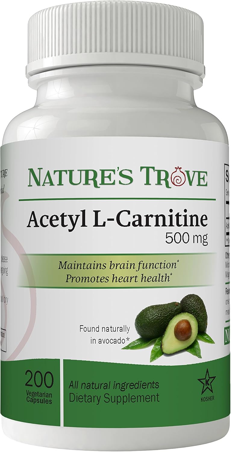 500mg Acetyl L-Carnitine (ALCAR) by Nature's Trove - 200 Vegetarian Capsules