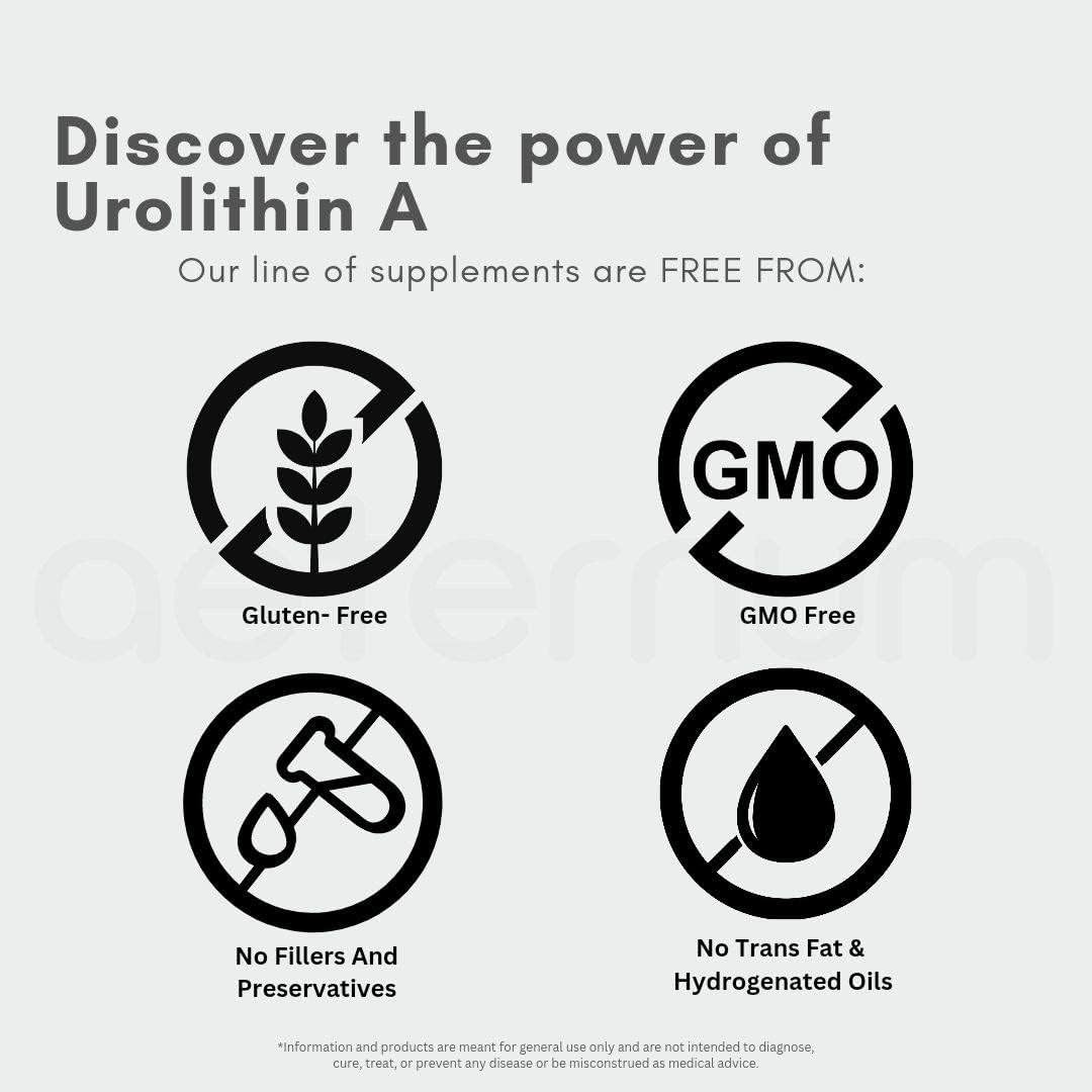 500mg Aeternum Urolithin A (UA) Capsules - 60 Capsules - Antioxidant Supplement