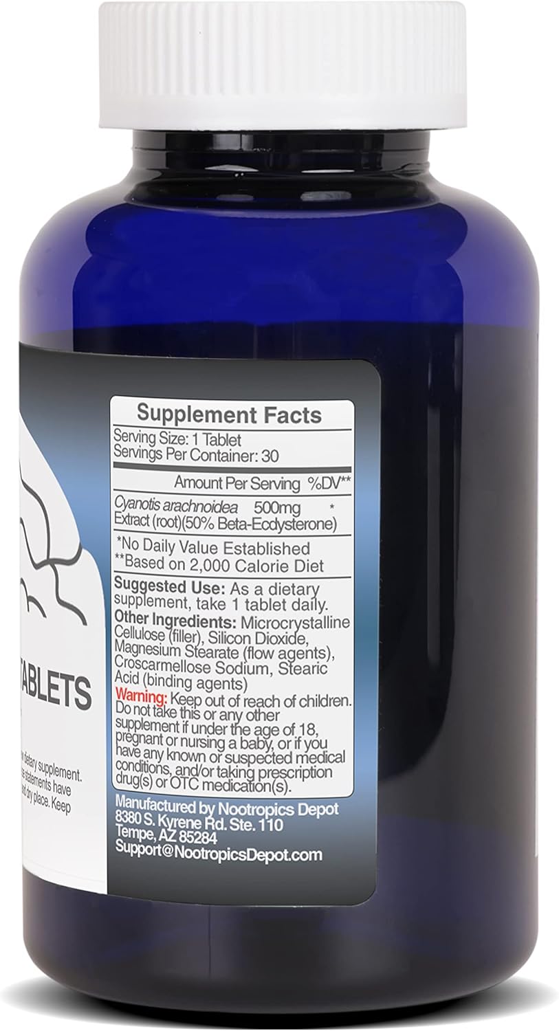 500mg Beta Ecdysterone/20-Hydroxyecdysone Tablets | 50% Extract | Phytoecdysteroid Supplement | 30 Count