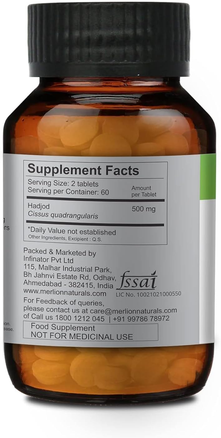 500mg Cissus Quadrangularis Tablets - Pack of 120 - Natural Hadjod Supplement