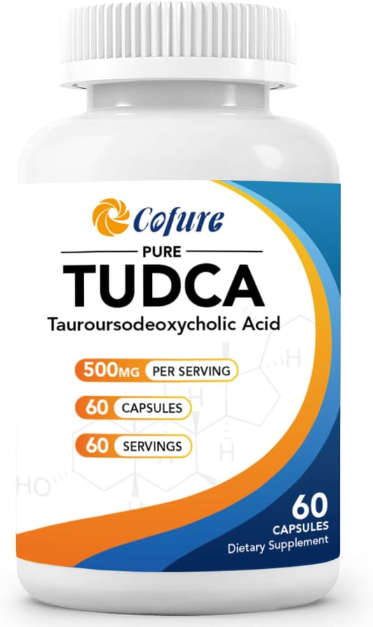 500mg Cofure TUDCA Supplement for Liver & Gallbladder Support - Pure Bile Salts, Bitter Taste, Gluten Free, Non GMO - 60 Capsules