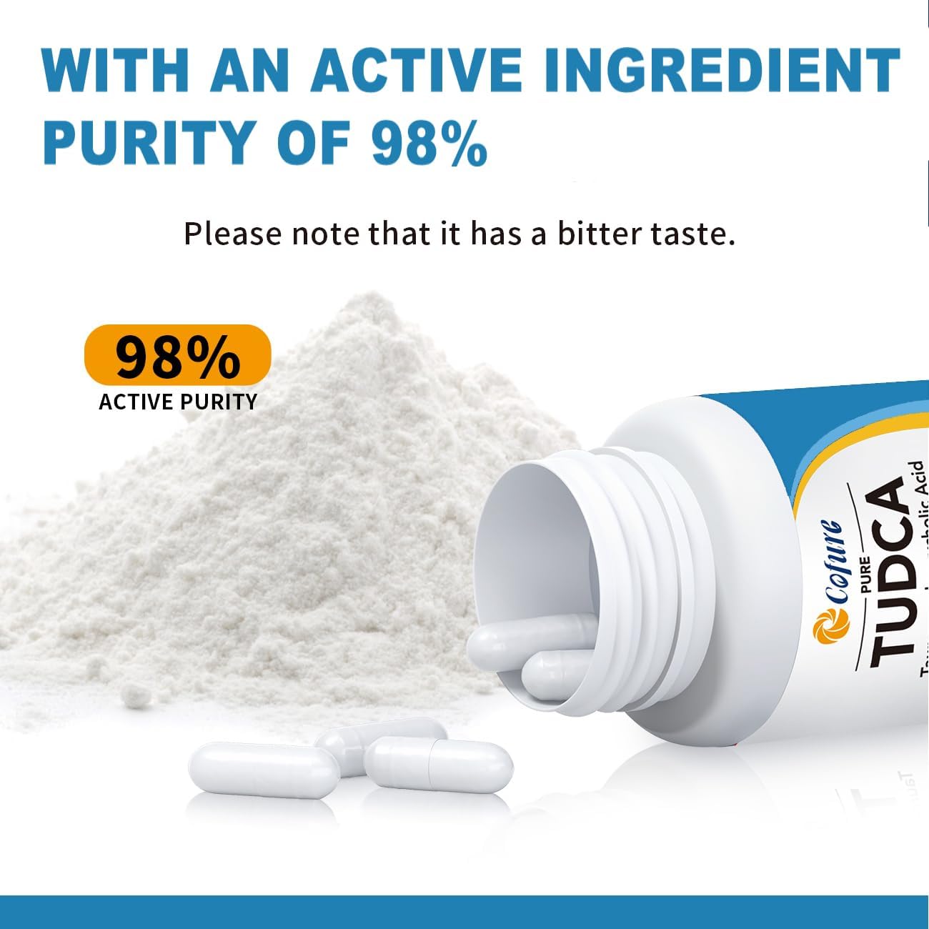 500mg Cofure TUDCA Supplement for Liver & Gallbladder Support - Pure Bile Salts, Bitter Taste, Gluten Free, Non GMO - 60 Capsules