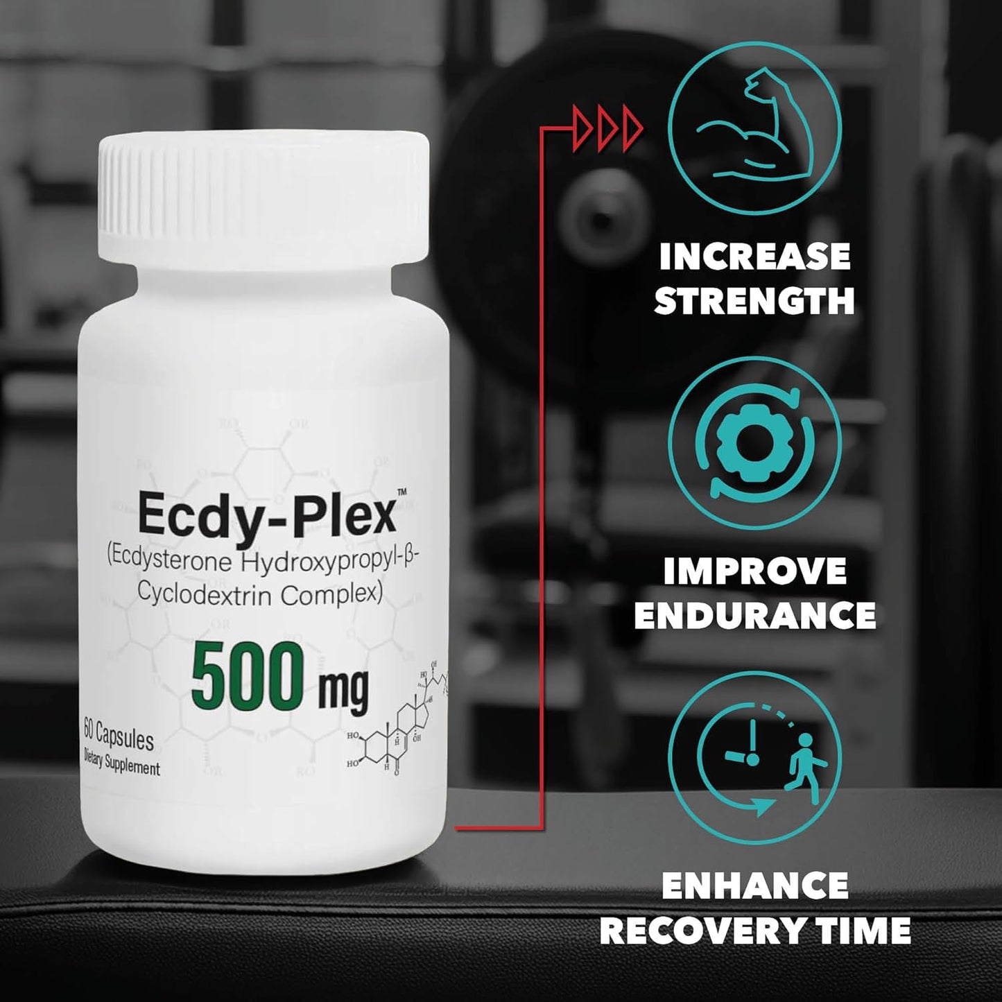 500mg Ecdysterone Capsules with Hydroxypropyl-β-Cyclodextrin for Better Absorption - 60 Count